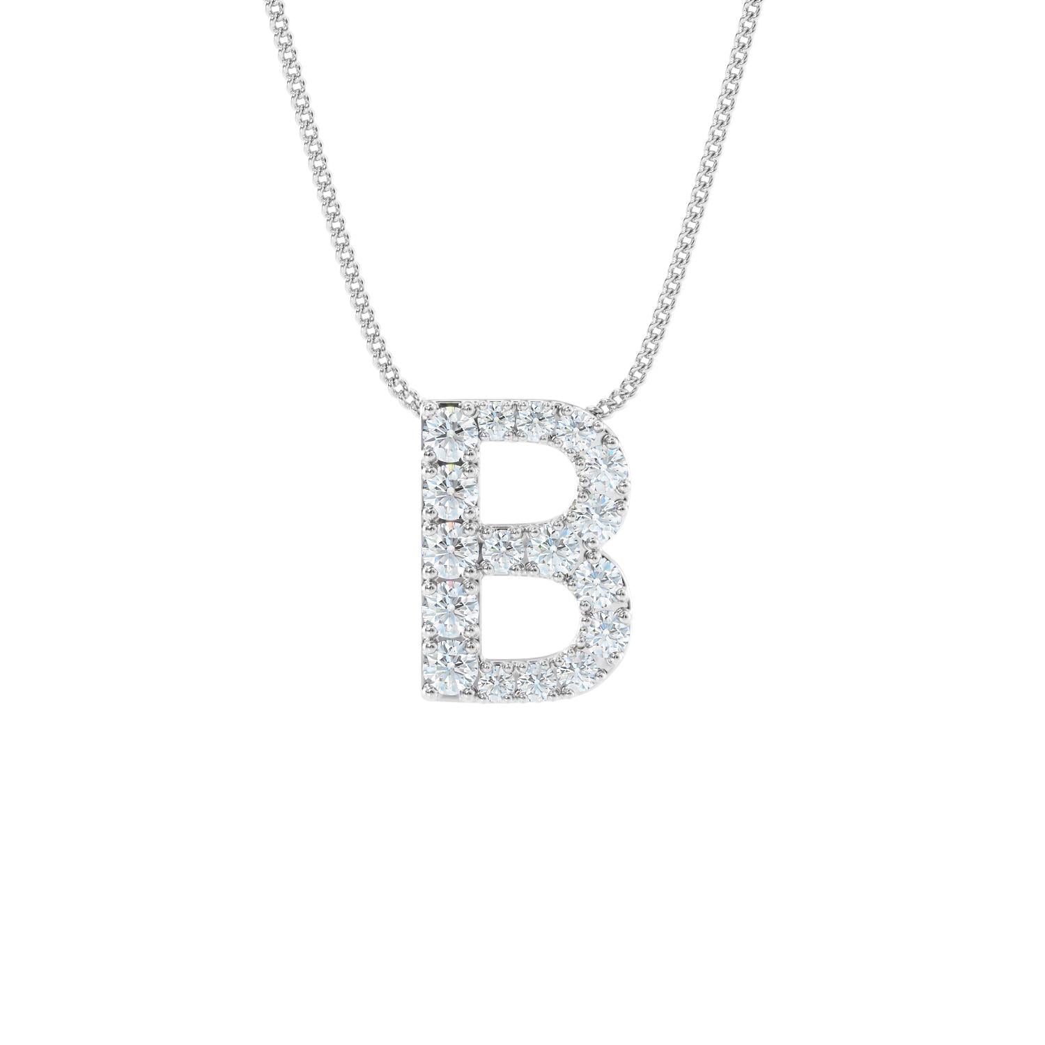 Crystal Letter B Silver Delicate Chain Bracelet in White Crystal