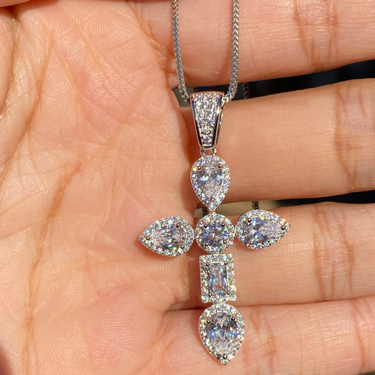 +ELIE CRYSTAL CROSS NECKLACE